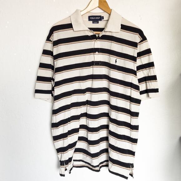 Polo Golf Other - Polo Ralph Lauren Golf Polo Striped Shirt Black Tan Ivory Large